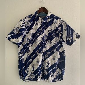 Blue & White striped Hawaiian Shirt (American Rag)